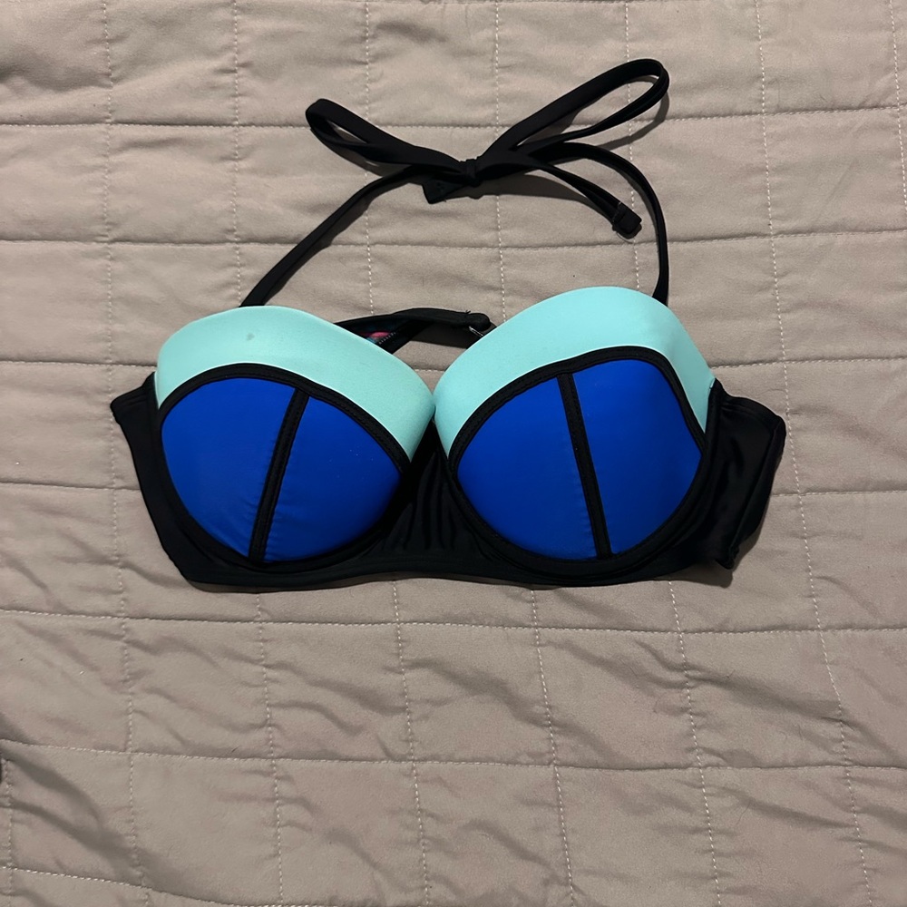 OP Blue and Green Bikini Top with Sporty Colorblock Design
